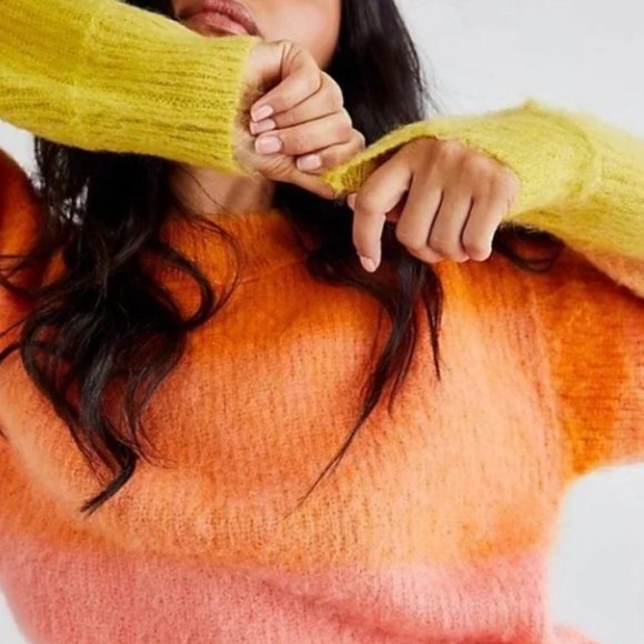 Free People Orange and Pink Sweater - Picture 2 of 13